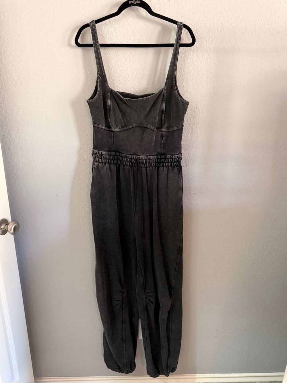 FP Movement Free People Inbound Washed Black Jumpsuit XL